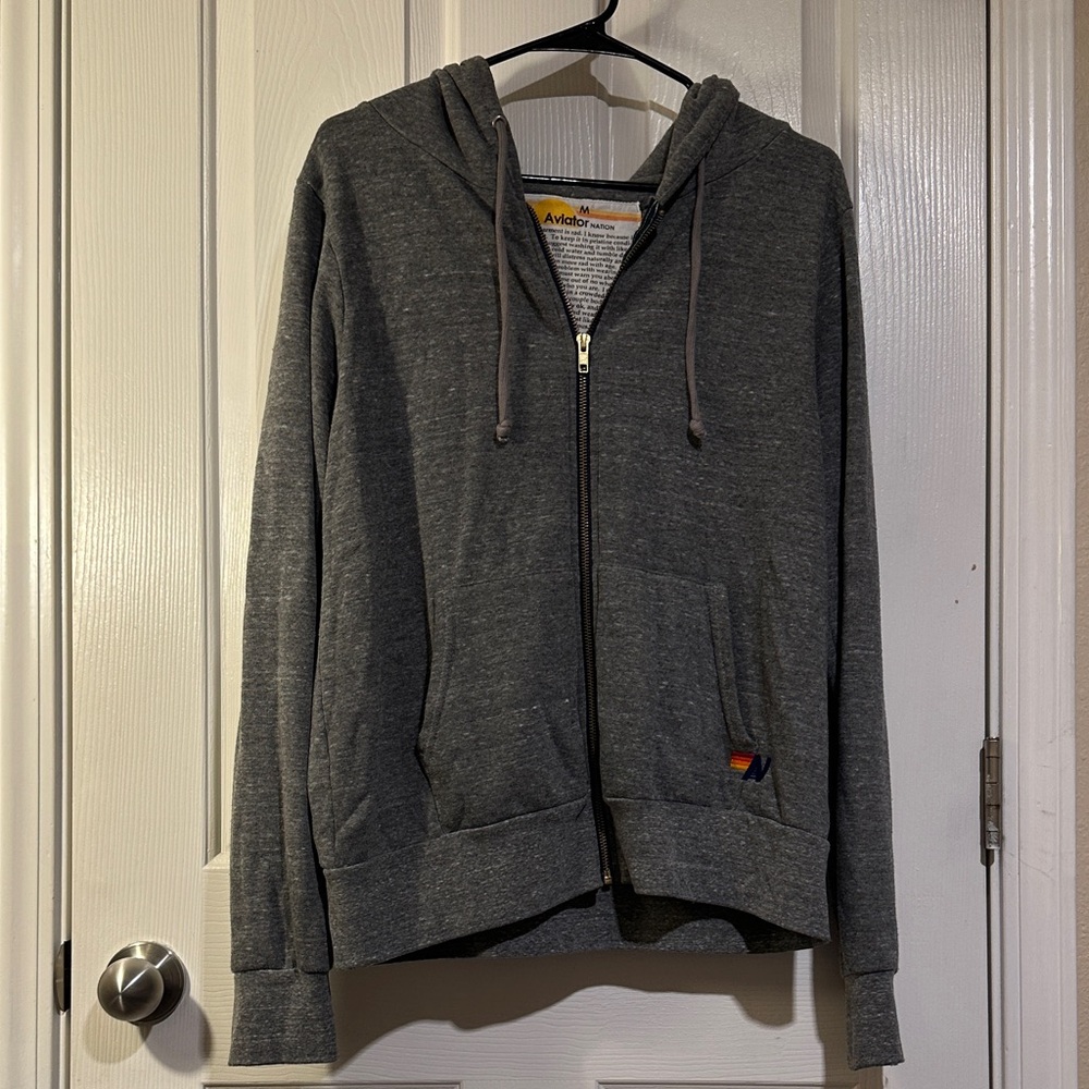 Aviator Nation Charcoal Zip-Up Sweater